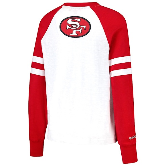 🏈 NWT New San Francisco 49ers White Red Slub Long Sleeve Medium M Football Bay - Picture 2 of 4